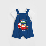 Santa's Little Helper - Customized Christmas Themed Dungaree Set For Kids - COBALT BLUE - 0 - 5 Months Old (Chest 18")