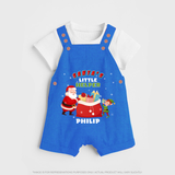 Santa's Little Helper - Customized Christmas Themed Dungaree Set For Kids - COBALT BLUE - 0 - 5 Months Old (Chest 18")