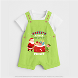 Santa's Little Helper - Customized Christmas Themed Dungaree Set For Kids - GREEN - 0 - 5 Months Old (Chest 18")