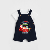 Santa's Little Helper - Customized Christmas Themed Dungaree Set For Kids - NAVY BLUE - 0 - 5 Months Old (Chest 18")