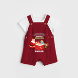 Santa's Little Helper - Customized Christmas Themed Dungaree Set For Kids - RED - 0 - 5 Months Old (Chest 18")