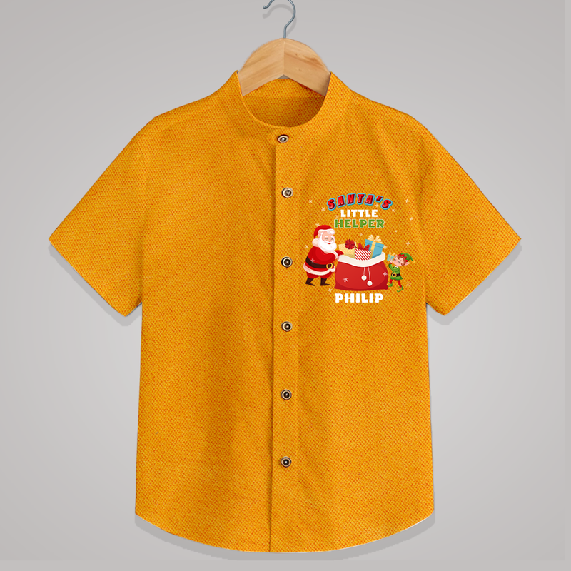 Santa's Little Helper - Customized Christmas Themed Shirt For Kids - CHROME YELLOW - 0 - 6 Months Old (Chest 23")