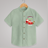 Santa's Little Helper - Customized Christmas Themed Shirt For Kids - MINT GREEN - 0 - 6 Months Old (Chest 23")