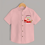 Santa's Little Helper - Customized Christmas Themed Shirt For Kids - PEACH - 0 - 6 Months Old (Chest 23")