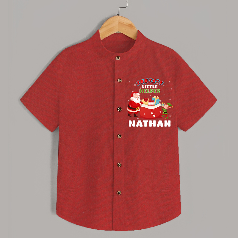 Santa’s Helper Shirt | Custom Baby Christmas Shirt - RED - 0 - 6 Months Old (Chest 23")