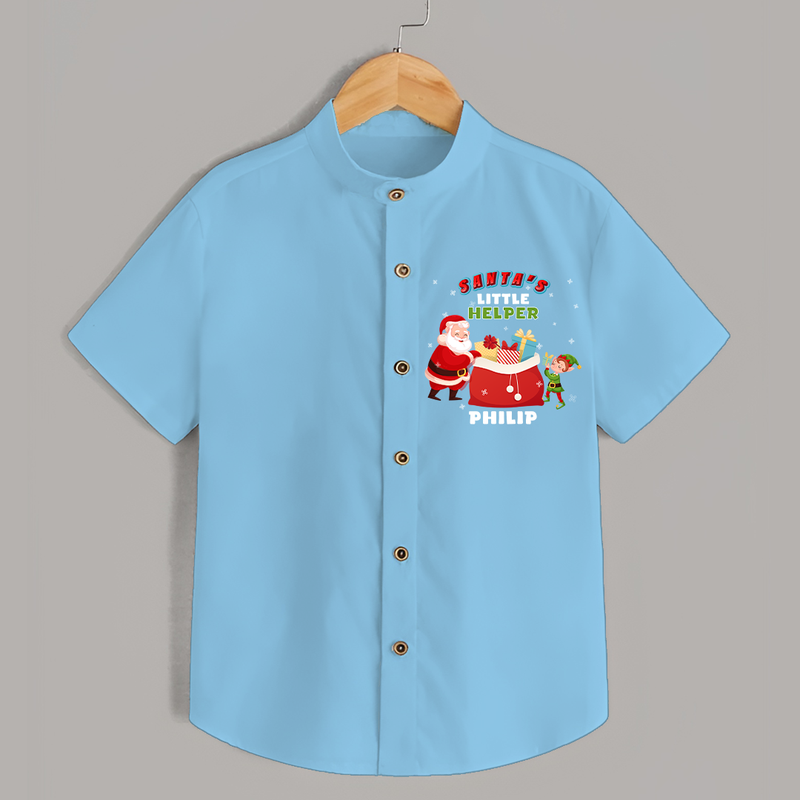 Santa's Little Helper - Customized Christmas Themed Shirt For Kids - SKY BLUE - 0 - 6 Months Old (Chest 23")