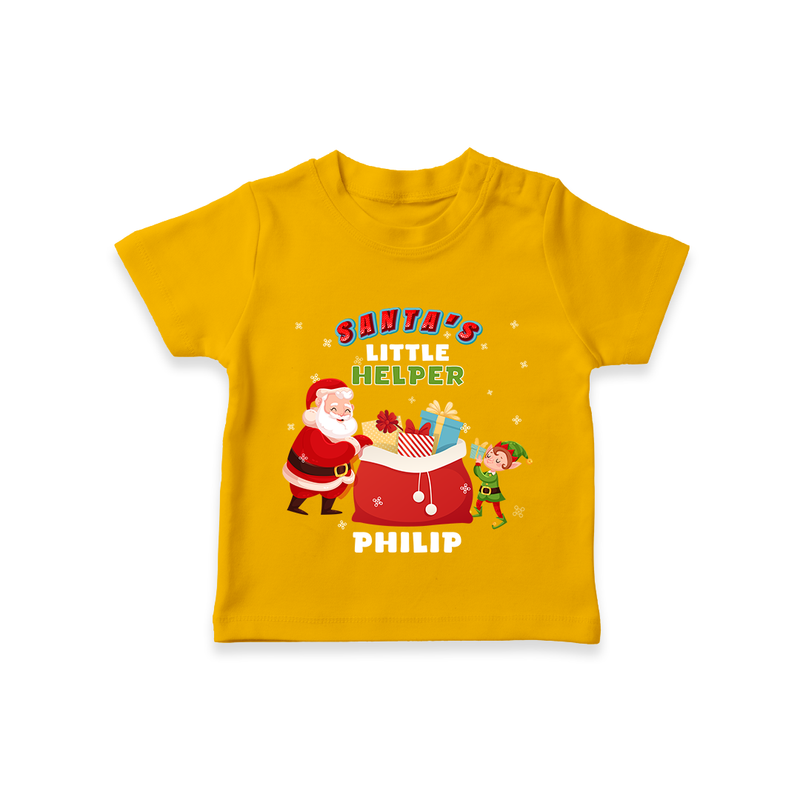 Santa's Little Helper - Customized Christmas Themed T-Shirt For Kids - CHROME YELLOW - 0-5 Months Old (Chest 17")