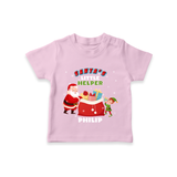 Santa's Little Helper - Customized Christmas Themed T-Shirt For Kids - PINK - 0-5 Months Old (Chest 17")