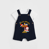 I'm A Special Delivery From The North Pole - Customized Christmas Themed Dungaree Set For Kids - NAVY BLUE - 0 - 5 Months Old (Chest 18")