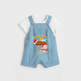 I'm A Special Delivery From The North Pole - Customized Christmas Themed Dungaree Set For Kids - SKY BLUE - 0 - 5 Months Old (Chest 18")