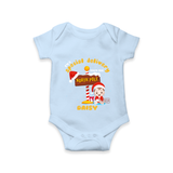 I'm A Special Delivery From The North Pole - Customized Christmas Themed Romper For Kids - BABY BLUE - 0 - 3 Months Old (Chest 16")