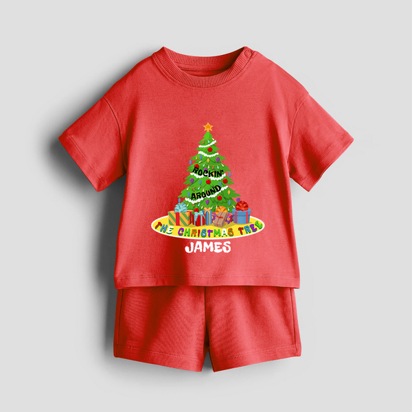 Christmas Tree - Customized Christmas Themed Co-ord Set For Kids - RED - 0-5 months old  (Chest 18")