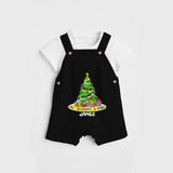 Christmas Tree - Customized Christmas Themed Dungaree Set For Kids - BLACK - 0 - 5 Months Old (Chest 18")