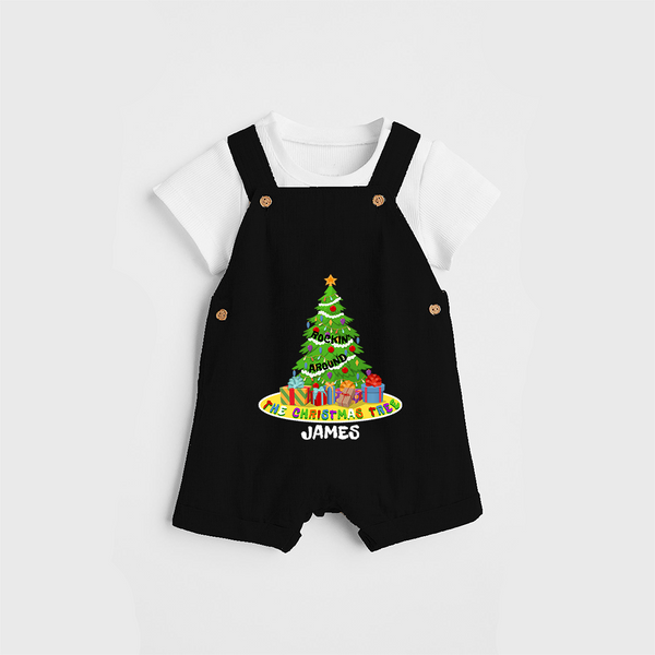 Christmas Tree - Customized Christmas Themed Dungaree Set For Kids - BLACK - 0 - 5 Months Old (Chest 18")