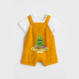 Christmas Tree - Customized Christmas Themed Dungaree Set For Kids - CHROME YELLOW - 0 - 5 Months Old (Chest 18")