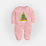 Christmas Tree - Customized Christmas Themed Sleep Suit For Babies - BABY PINK - New Born (Chest 7.5")