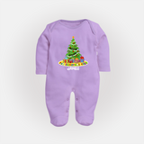 Christmas Tree - Customized Christmas Themed Sleep Suit For Babies - LILAC - New Born (Chest 7.5")