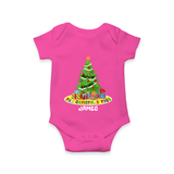 Christmas Tree - Customized Christmas Themed Romper For Kids - HOT PINK - 0 - 3 Months Old (Chest 16")