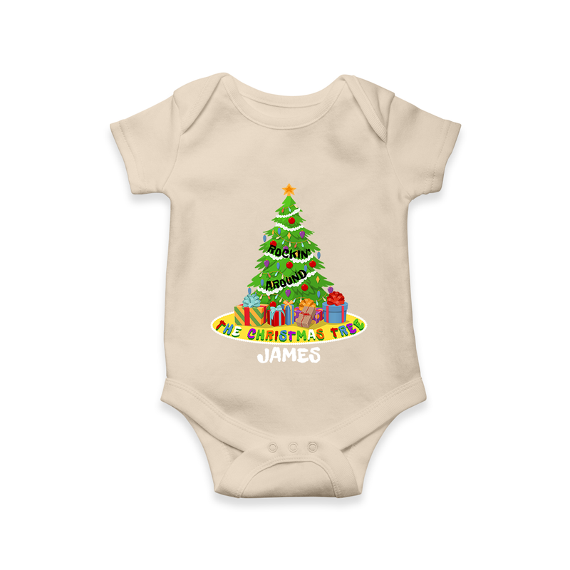 Christmas Tree - Customized Christmas Themed Romper For Kids - IVORY - 0 - 3 Months Old (Chest 16")