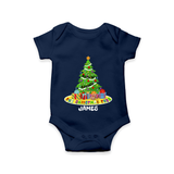 Christmas Tree - Customized Christmas Themed Romper For Kids - NAVY BLUE - 0 - 3 Months Old (Chest 16")