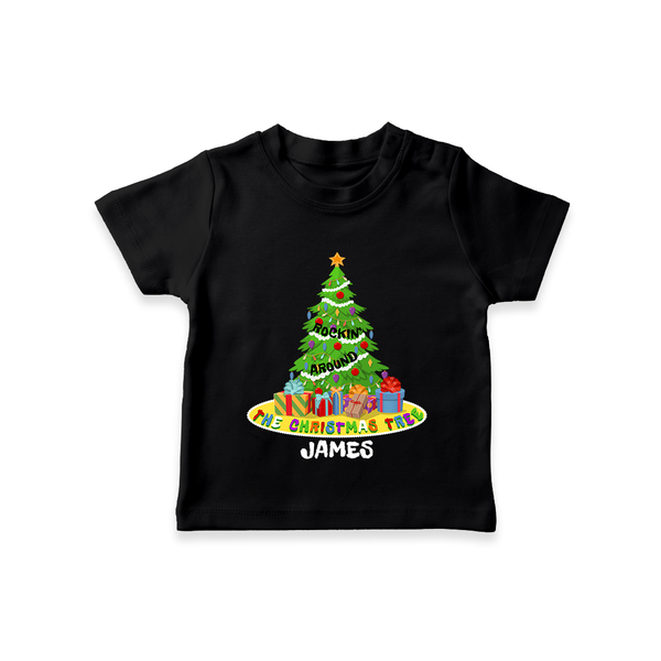 Christmas Tree - Customized Christmas Themed T-Shirt For Kids - BLACK - 0-5 Months Old (Chest 17")