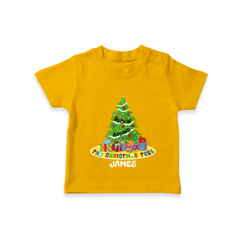 Christmas Tree - Customized Christmas Themed T-Shirt For Kids - CHROME YELLOW - 0-5 Months Old (Chest 17")