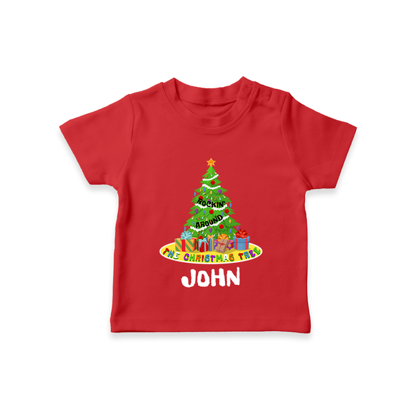 The Christmas Tree T-Shirt | Custom Baby Christmas T-Shirt - RED - 0-5 Months Old (Chest 17")