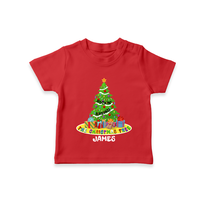 Christmas Tree - Customized Christmas Themed T-Shirt For Kids - RED - 0-5 Months Old (Chest 17")