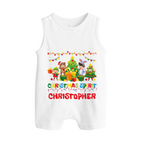Christmas Split Romper Suit / Sleeveless Romper | Custom Baby Romper Suit / Sleeveless Romper for Holiday Celebration - WHITE - 0 - 5 Months Old (Chest 18")