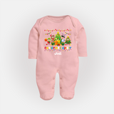 Christmas Spirit - Customized Christmas Themed Sleep Suit For Babies - BABY PINK - New Born (Chest 7.5")