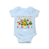 Christmas Spirit - Customized Christmas Themed Romper For Kids - BABY BLUE - 0 - 3 Months Old (Chest 16")