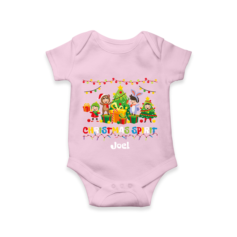 Christmas Spirit - Customized Christmas Themed Romper For Kids - BABY PINK - 0 - 3 Months Old (Chest 16")