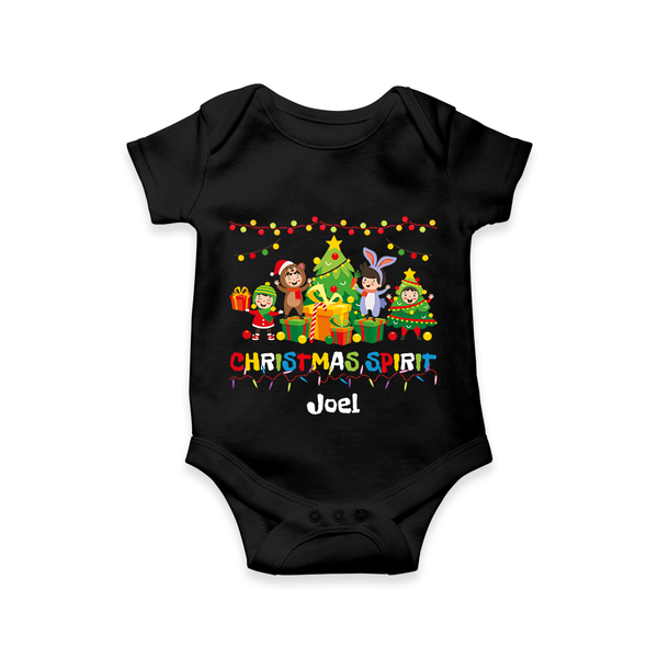 Christmas Spirit - Customized Christmas Themed Romper For Kids - BLACK - 0 - 3 Months Old (Chest 16")