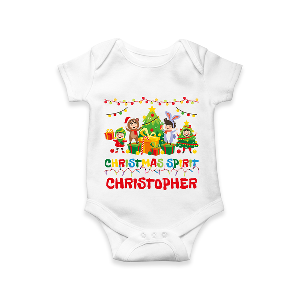 Christmas Split Romper | Custom Baby Romper for Holiday Celebration - WHITE - New Born (Chest 14")