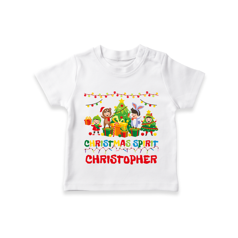 Christmas Split T-Shirt | Custom Baby T-Shirt for Holiday Celebration - WHITE - 0-5 Months Old (Chest 17")