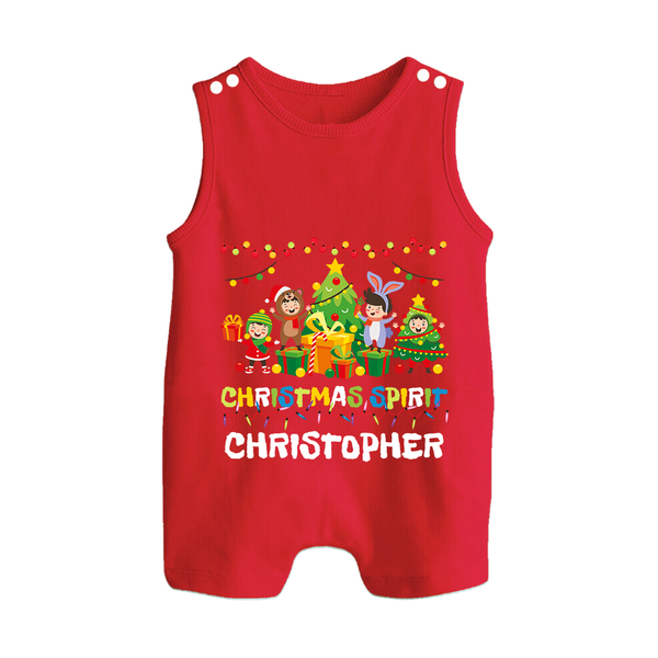 Christmas Split Romper Suit / Sleeveless Romper | Custom Baby Romper Suit / Sleeveless Romper for Holiday Celebration - RED - 0 - 5 Months Old (Chest 18")