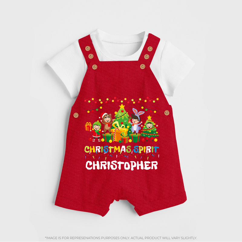 Christmas Split Dungaree Set | Custom Baby Dungaree Set for Holiday Celebration - RED - 0 - 5 Months Old (Chest 18")