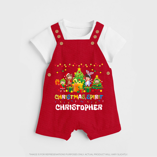 Christmas Split Dungaree Set | Custom Baby Dungaree Set for Holiday Celebration - RED - 0 - 5 Months Old (Chest 18")