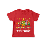 Christmas Split T-Shirt | Custom Baby T-Shirt for Holiday Celebration - RED - 0-5 Months Old (Chest 17")