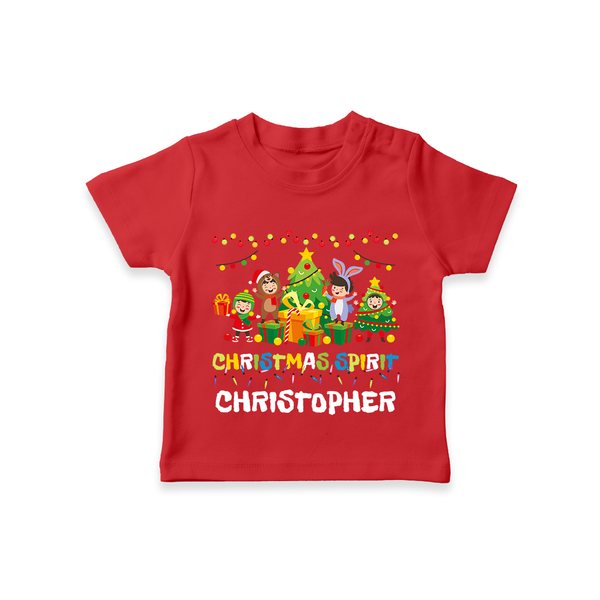 Christmas Split T-Shirt | Custom Baby T-Shirt for Holiday Celebration - RED - 0-5 Months Old (Chest 17")