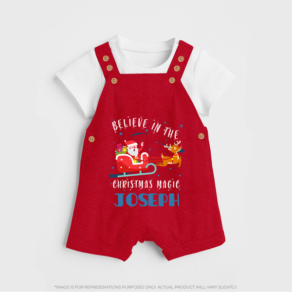Christmas Celebration Dungaree Set |  custom Baby Christmas Dungaree Set - RED - 0 - 5 Months Old (Chest 18")