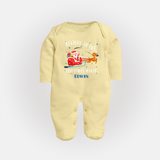 Believe In The Christmas Magic - Customized Christmas Themed Sleep Suit For Babies - PASTEL YELLOW - New Born (Chest 7.5")