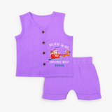 Believe In The Christmas Magic - Customized Christmas Themed Jabla Set For Kids - PURPLE - 0 - 3 Months Old (Chest 9.8")