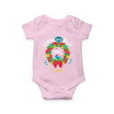 Merry And Bright Xmas - Customized Christmas Themed Romper For Kids - BABY PINK - 0 - 3 Months Old (Chest 16")