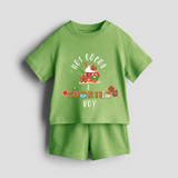 Hot Cocoa & Cookies - Customized Christmas Themed Co-ord Set For Kids - KIWI GREEN - 0-5 months old  (Chest 18")