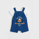 Hot Cocoa & Cookies - Customized Christmas Themed Dungaree Set For Kids - COBALT BLUE - 0 - 5 Months Old (Chest 18")