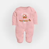 Hot Cocoa & Cookies - Customized Christmas Themed Sleep Suit For Babies - BABY PINK - New Born (Chest 7.5")