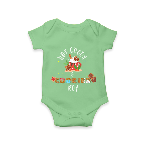 Hot Cocoa & Cookies - Customized Christmas Themed Romper For Kids - GREEN - 0 - 3 Months Old (Chest 16")