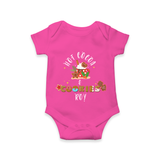 Hot Cocoa & Cookies - Customized Christmas Themed Romper For Kids - HOT PINK - 0 - 3 Months Old (Chest 16")