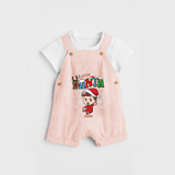 Little Santa - Adorable Kids Dungaree Set For Christmas - PEACH - 0 - 5 Months Old (Chest 18")